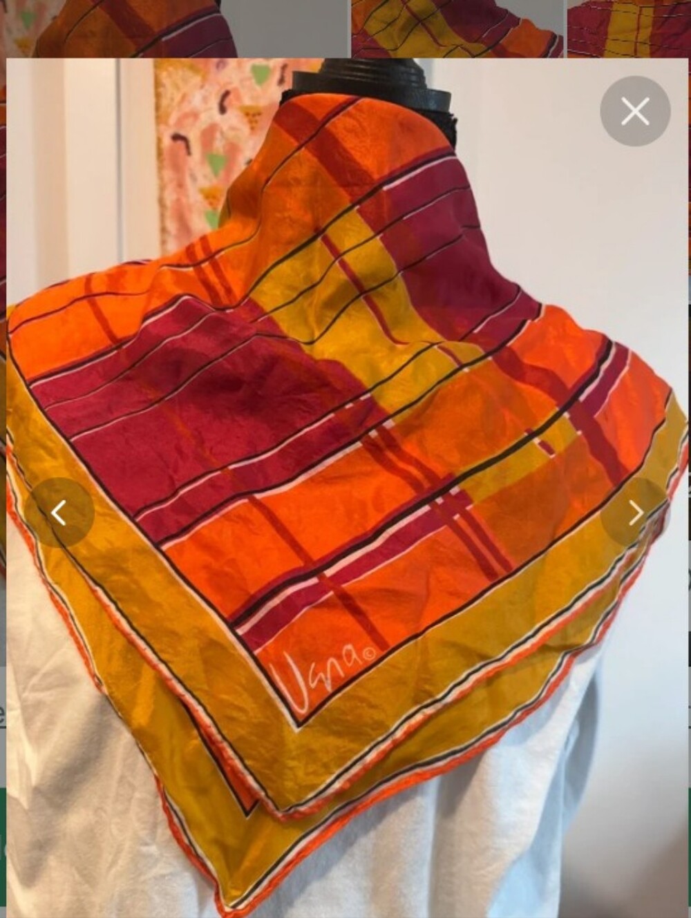 Vintage Vera Neumann Silk Scarf - Orange, Yellow & Pink Red